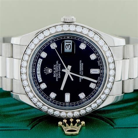 rolex watches day-date ii president white gold diamond bezel|Rolex full diamond price.